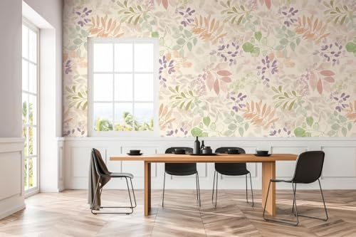 A.S. Création Blomtapet i kräm, grön, violett, brun, rosa – högkvalitativ fibertapet blommig 396931 – designtapet målad på 10,05 m x 0,53 m – tillverkad i Tyskland