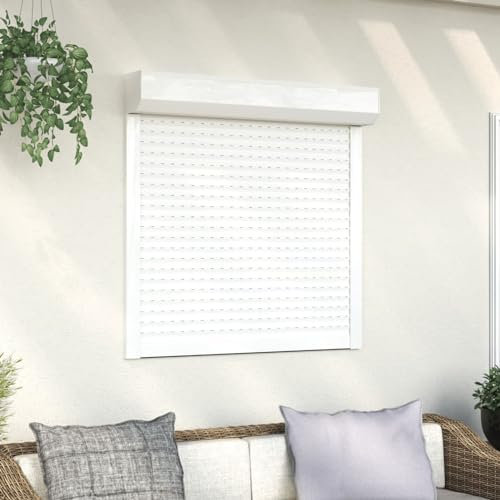 ZEYUAN Rollladen Aluminium, Aussenrolladen, Schrank Rollo, Außenrollo, Sonnenschutzrollo Außen, 100 x 100 cm Weiß
