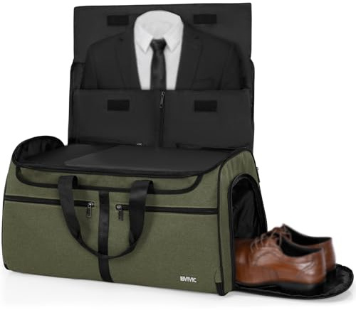 Duffle Garment Bag for Travel Convertible Garment Bag with Shoe Compartment, Detechable Shoulder Strap Carry On Duffel Bag for Men Women