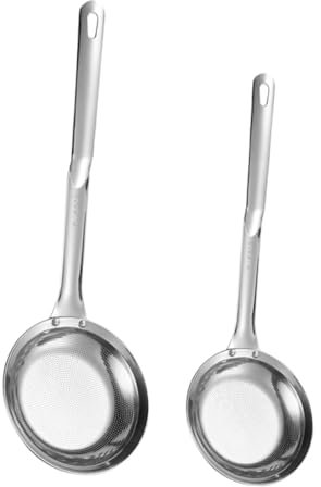 Garneck 2pièces Écumoire à Huile Avec Manche Passoire à Mailles Fines Passoire De Cuisine Cuillère à Pâtes Suspension