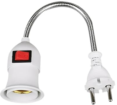 siduytin Simple douille E27 flexible avec col rotatif à 360 degrés, sûr et économe en énergie, interrupteur marche/arrêt, installation simple plug-and-play, ABS or, 28 cm
