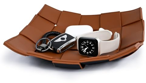 MSJGA Bandeja de piel sintética para hombre, cuenco portátil para llaves para mesa de entrada, mesita de noche, escritorio, bandeja organizadora para cartera, reloj, control remoto, monedas, teléfono,