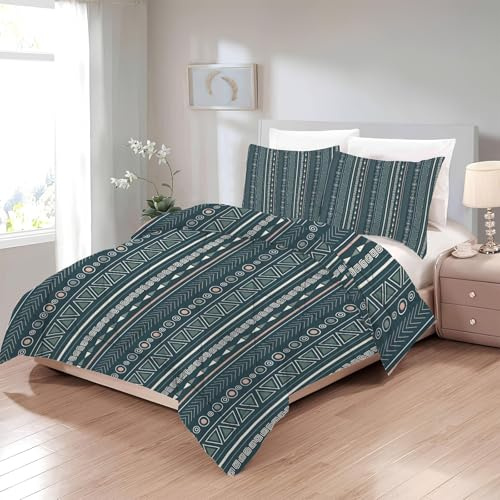 Boceoey Geometrie Bettdecke 135x200 4 Jahreszeiten - Bettdecken Boho - Ganzjahresdecke Retro - Waschbare Bettdecke ohne Bezug Nutzbar - Wende Muster Steppdecke mit 2 Kissenbezug - U-530