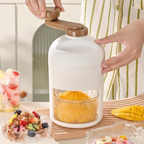LIULIQ Brise-Glace Domestique À Manivelle, Broyeur À Glace Rotatif Manuel Portable avec Fond Antidérapant Et Moules De Congélation pour La Fabrication De Boissons Au Milkshake À La Glace Pilée
