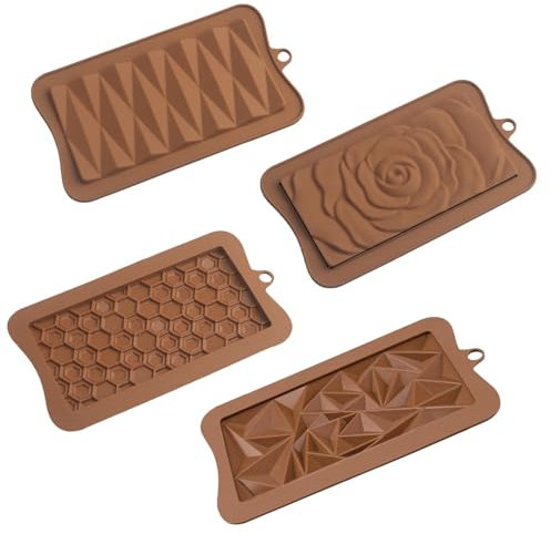 4 Stück Schokoladenform Silikon Tief Schokoladentafel Form mit Muster, Silikonform Schokoladentafel Tiefe Schokoladenform Extra Tief Schokolade Form für Schokolade Praline Süßigkeiten
