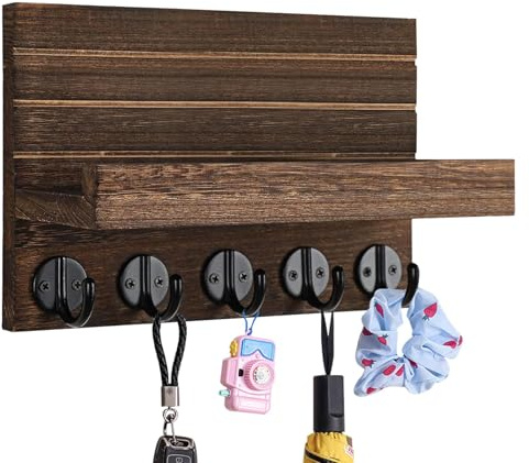 Supporto da parete per portachiavi – Organizzatore di chiavi in legno, portachiavi da parete, portachiavi in legno, organizer per ordinamento postale rustico, portachiavi da parete con mensola, per