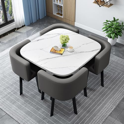 Modernes 4-teiliges Esszimmer-Set mit Stühlen, Massivholz, Küchentisch für Esszimmer, vielseitiger Empfangs- und Besprechungstisch, 80 cm, quadratischer Konferenztisch