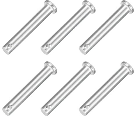 QUARKZMAN 6 Stück Steckbolzen Einloch Gabelbolzen 8 x50 mm Splintstift Flachkopf verzinkter Stahl Lochbolzen