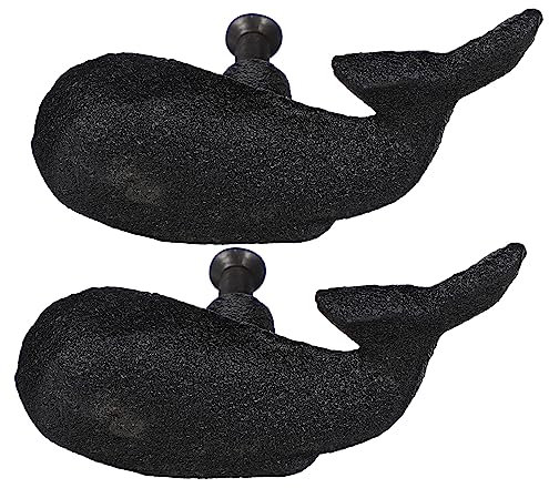 HOMOCONO 2 Stück Gusseisen Schrankgriffe Retro Ozean Stil Schubladengriffe Wal Design Vintage Möbelknöpfe Für Kinderzimmer Möbel
