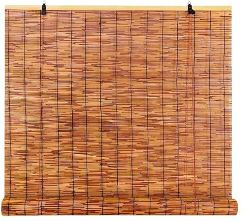 Bambusrollo Aussenbereich Natur Bambus Rollos wetterfest 50 70 80 90 110 120 160 cm Raffrollo Sichtschutz Sonnenschutz, Outdoor Schilf Vorhang für Garten, Fenster, Balkon und Terrasse