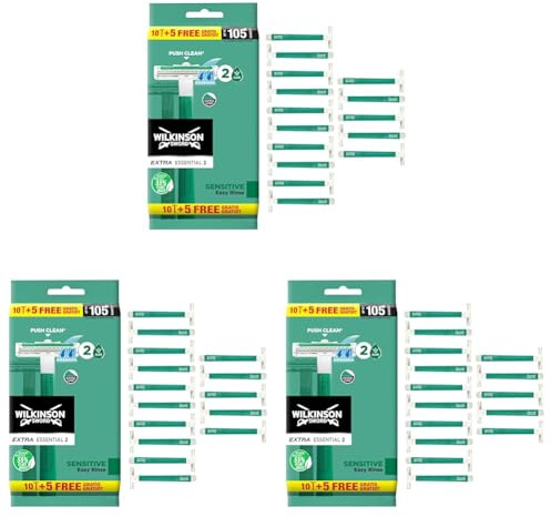 Wilkinson Sword Extra 2 Sensitive Herren Einwegrasierer, 10 + 5 St, 3er Pack