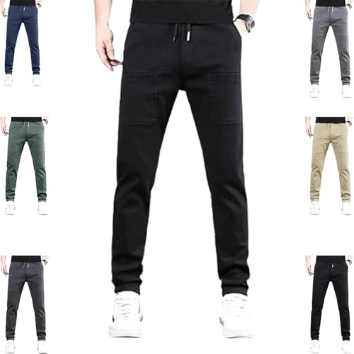 Acegents Cargo Pants,Multipants - High Stretch Multi-Pocket Durable Cargo Pants (Black,L,Short)