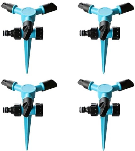 Lot de 4 arroseurs rotatifs à 360 degrés, système d'arrosage automatique de jardin, système d'irrigation de pelouse en plastique pour arrosage et irrigation en plein air