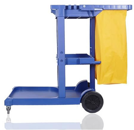 YCNLYSSR Cleaning Cart on Wheels Janitor Housekeeping Cart Commercial 3 Tier Cleaning Utility Service Cart Janitorial Cart for Stores Schools Business,Blue