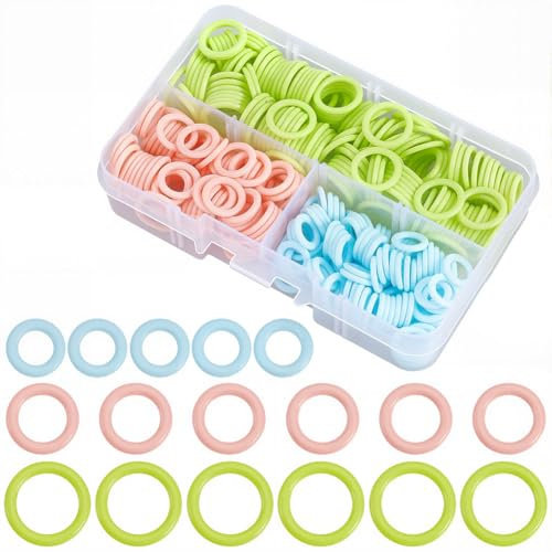 CRASPIRE 1 Caja 380 marcadores Punto Plástico 3 tamaños Anillos Marcadores Puntada Surtidos Al Azar Colores Ganchillo Agujas Redondas Anillos Bloqueo Coser Ropa Manualidades Accesorios Proyectos