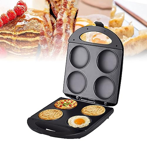 DRFGHK Arepa eléctrica antiadherente, para cocinar huevos fritos saludables, hamburguesas, tortillas y más plancha con 4 ranuras únicas