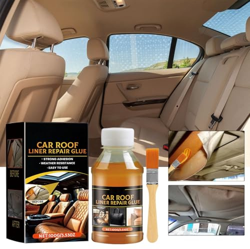 Colla per Riparare il Tetto Dell'auto,Colla per Tettuccio Dell'auto,Colla per Riparare il Cielo Dell'auto,Colla di Riparazione Headliner,con Spazzola per Interni,Pelle,Divani e Molte Altre Superfici
