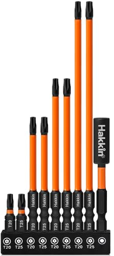 Hakkin 9pcs T20 T25 Tamper Proof Security Torx Bits | S2 Steel Torx Bit Set 25mm 75mm 100mm 150mm Screwdriver Bits with 75mm Bit Extension Holder