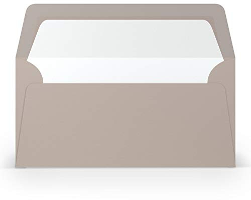 PAPERADO 50 Briefumschläge DIN lang/DL - Taupe gerippt Hell-Braun Schlamm - 100 g/m² Kuvert ohne Fenster 22 x 11 cm - Umschläge mit Nassklebung gerader Klappe