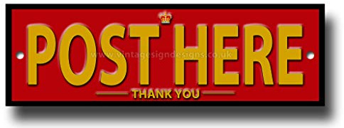 POST HERE quality metal sign. Mail box instruction sign