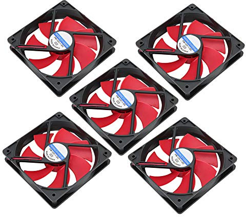 5Pcs 12cm Waterproof Power Cooling Fan, Low Noise Power Supply Cooler, PC Chassis Fan Heat Sink for Computer, 12V