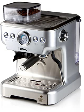 DOMO DO725K Semi-professionelle Espressomaschine mit Mühle und Manometer - 20 Bar