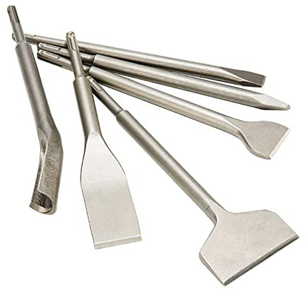 Hardware Milling Cutter Set of 6 Pieces of SDS Plus Chisel Set Point Slot Chisel Flat Chisel Electric Hammer Drill Bit for Broken Concrete Brick Wall Drilling