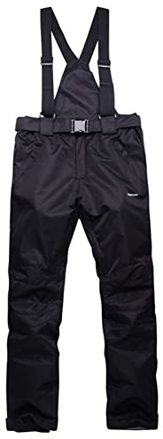 FeMereina Isolierte Ski-Lätzchen für Damen, wasserdicht, Schneehose, winddicht, Snowboard-Overall, Hose mit abnehmbaren Hosenträgern