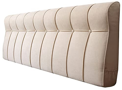 CHENGZ Bett Rückenlehne Lesekissen Kopfteil Kissen Baumwolle Und Leinen Doppelbett-Rückenkissen Wandkissen/Ohne Kopfteil, Schlafzimmer Sofa Rückenpolster,Beige-120x60x10cm