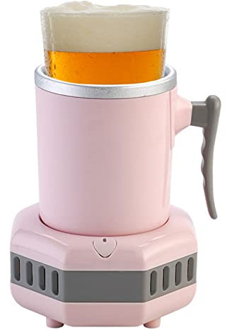 Portable Mini Refrigeration Rapid Cup Cooler,Iced Beer Wine Beverage Electronic Bottle Chiller,Desktop Fast Cooling Fridge Single Bottle Drink Chiller For Home Travel(Pink)