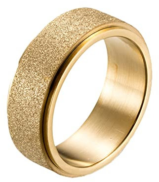 Mesnt Vergoldeter Ring Damen, Mode Matt Spinner Fidget Ring Gold Größe 67 (21.3)
