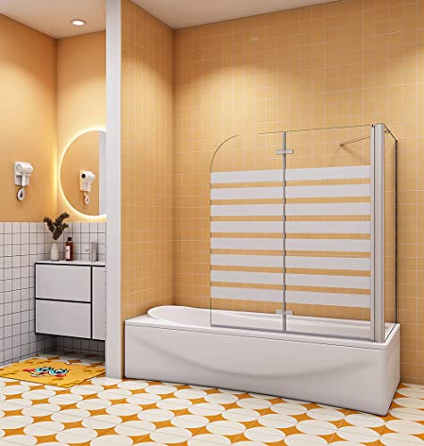 Aica Sanitär Badewannenaufsatz Faltwand mit Seitewand 120x80cm,2-tlg.Duschabtrennung 6mm Nano Glas H140cm