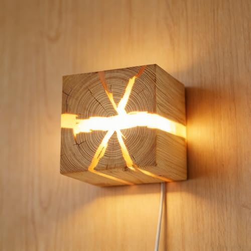 Holz Riss Wandleuchte 5W LED Nachtlicht Hölzerne Retro Wandlampe Schlafzimmer Nachttischlampe Treppe Korridor Innen Esszimmer Dekoration Moderne Warmweiß Innen Wandbeleuchtung Vintage Dekorative ( Grö