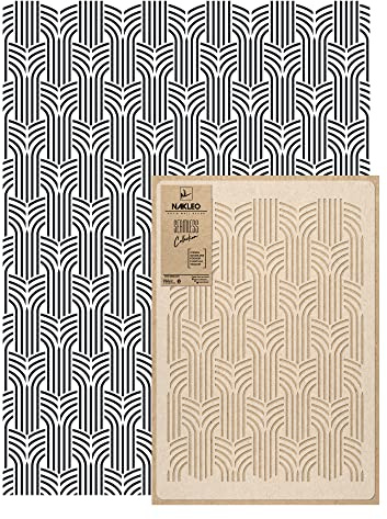 NAKLEO Wandschablone Groß Muster, Malschablone 59x95cm Bögen Art Deco Wiederverwendbare Kunststoff, Geometrische Tapete Wandgestaltung, DIY Craft, Holz Möbel Boden Stoff