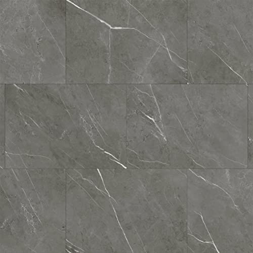 ARTENS - PVC Bodenbelag - Click Vinyl-Fliesen Albury - Vinylboden - FORTE - Marmoreffekt - Dunkelgrau - L.61 cm x B.30,5 cm - Dicke 4 mm - 1,67 m²/ 9 Fliesen - Belastungsklasse 32