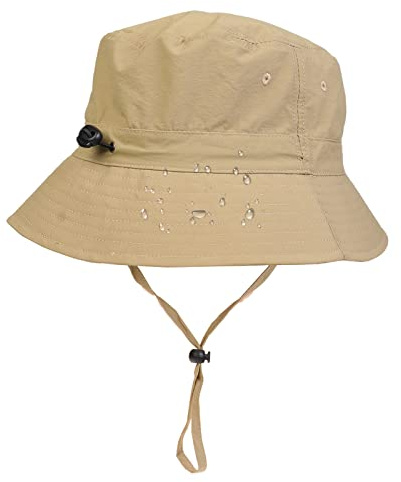 NiceYnn Wasserdichte Eimer-Regenhüte, Damen und Herren, Übergröße, schnelltrocknend, verstellbar, verstaubar, winddicht, Fischerhut mit breiter Krempe, UPF 50+ Sonnenhüte, #D Khaki, 62