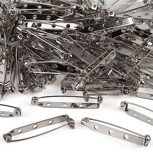 SWAIWIS 100 Stück Broschennadeln, 38mm Anstecknadel mit Sichere Schnalle, Stangennadeln für DIY Hochzeit Schmuck Abzeichen Corsage, Sicherheitsnadeln
