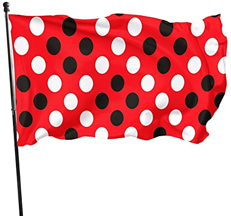 Flagge, 90 x 152 cm, rot mit weißen Punkten, Outdoor-Banner, lichtbeständig, Polyester, Hofflagge mit 2 Messingösen für den Innen- und Außenbereich
