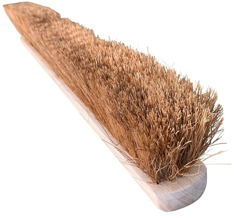36” Soft Broom Outdoor Yard Brush Head with Natural Soft Coco Bristle Brush Wooden Handle Heavy Duty Broom Yard Outdoor Garden Sweeper