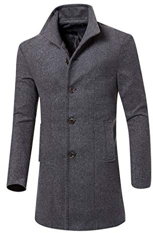 Fulidngzg Trench Uomo Corto Outerwear Colletto Risvolto Business Cappotto Monopetto Casual Elegante Soprabito Lavoro Giacca Invernale Lana Spolverino Sottile Slim Fit