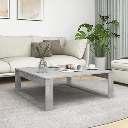 Hovothy Table Basse Gris Béton 100x100x35 cm Aggloméré Table d'appoint Design Minimaliste Bout de Canapé Grand Espace de Rangement Télécommandes Magazines Livres Autres Petits Objets