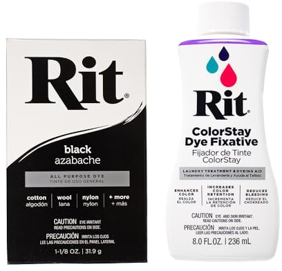 All Purpose Concentrated Rit Dye Powder Multi-Packs for Clothing, Décor, and Crafts – Black with ColorStay Fixative