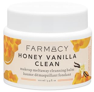 Farmacy Makeup Remover Cleansing Balm - Honey Vanilla Waterproof Makeup Remover Balm + Oil Cleanser for Face - Gently Melts Make Up + SPF - Hydrates + Softens Skin with Honey + Papaya (100ml)