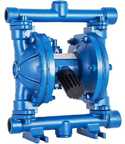 VEVOR Pompe pneumatique à double membrane, entrée et sortie 12,7 mm en fonte 8,8 GPM 120 psi pompe de transfert pneumatique membrane en nitrile pour pétrole, diesel, huile, fluides à faible viscosité