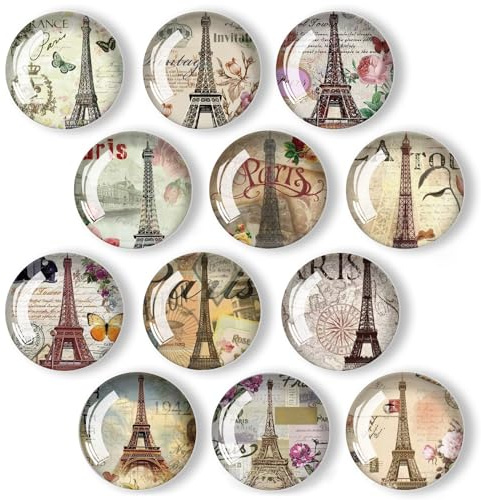 Yueser Imanes Nevera Torre Eiffel, 12 Piezas Imanes Pizarra Magnetica Iman Nevera Imanes Nevera Niños Imanes Redondos para Pizarra Magnetica Nevera Oficina Escuela Juegos