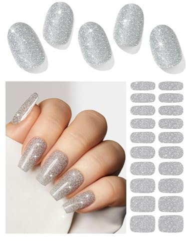 Wahrshei Nagelfolien | 20 Diamant Glitzer UV Gel Nagelfolie | Nagelfolie Selbstklebend | Gel Nail Stickers, Gellack Wraps für Nagel