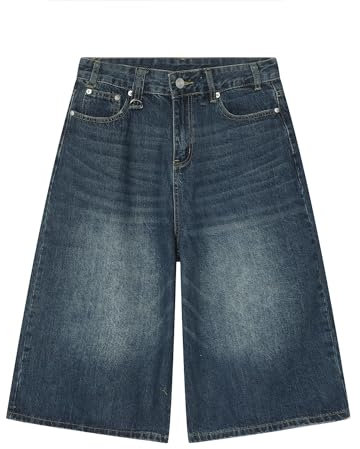 Generico Jeans Strappati Uomo Corti Larghi Cargo Salopette Bambino Con Bottoni per Stringere