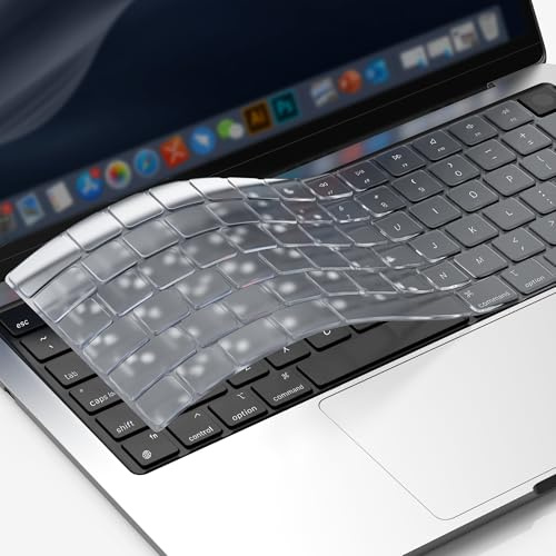 GPXIIZ Keyboard Cover Compatible for 2026-2022 MacBook Air 13.6/Air 15 M5 M4 M3 M2, 2026-2021 Mac Pro 14/Pro 16 M5 M4 M3 M2 M1 Pro/Max, 2026 MacBook Neo, Ultra Thin TPU Protector US Layout, Clear