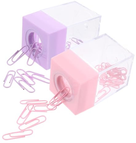 SEWACC 2stücke Magnetischer Büroklammernhalter Transparente Klammerbox Magnetisches Klammernetui Quadratischer Klammerhalter Büromaterial Organizer Für Schreibtisch