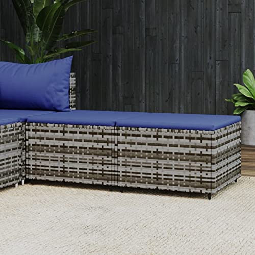 Iiaky Gartenhocker mit Kissen Hocker Outdoor Garten Hocker FüR Draussen Sitzhocker Outdoor 2 STK. Grau Poly Rattan - 319853